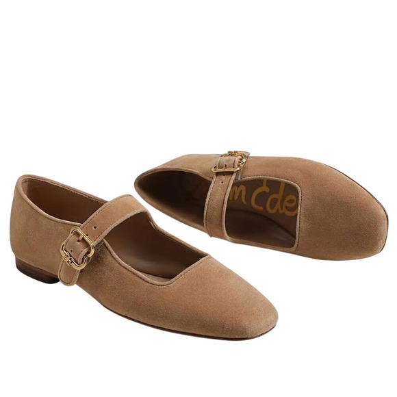 Sam Edelman Shoes - Sam Edelman Michaela SIZE 8 Women's Square Toe Suede Mary Jane Flat Tan Suede
